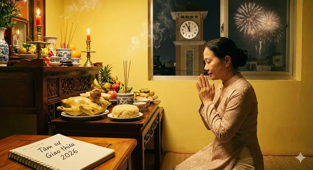 Bài cúng đêm Giao thừa 2026 – khi ta lắng lòng, dâng hương kính cáo gia tiên và gửi ước nguyện bình an Bài cúng đêm Giao thừa 2026 – khi ta lắng lòng, dâng hương kính cáo gia tiên và gửi ước nguyện bình an