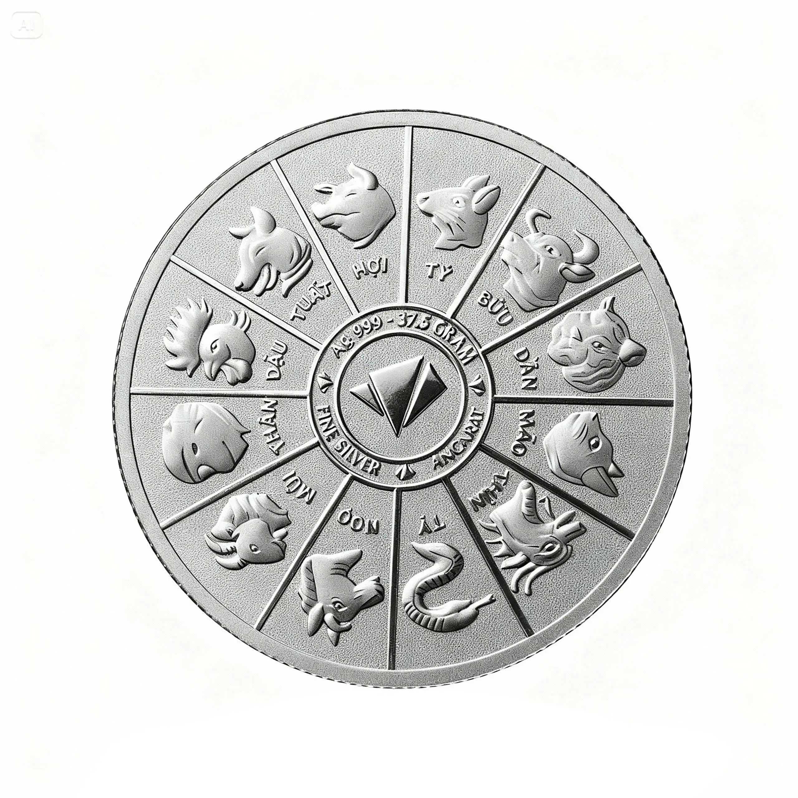 Mặt sau độc đáo với đầy đủ 12 con giáp vây quanh logo Ancarat. Thiết kế này giúp Song Mã Hưng Thịnh mang hàm ý may mắn trọn vẹn và hòa hợp Mặt sau độc đáo với đầy đủ 12 con giáp vây quanh logo Ancarat. Thiết kế này giúp Song Mã Hưng Thịnh mang hàm ý may mắn trọn vẹn và hòa hợp