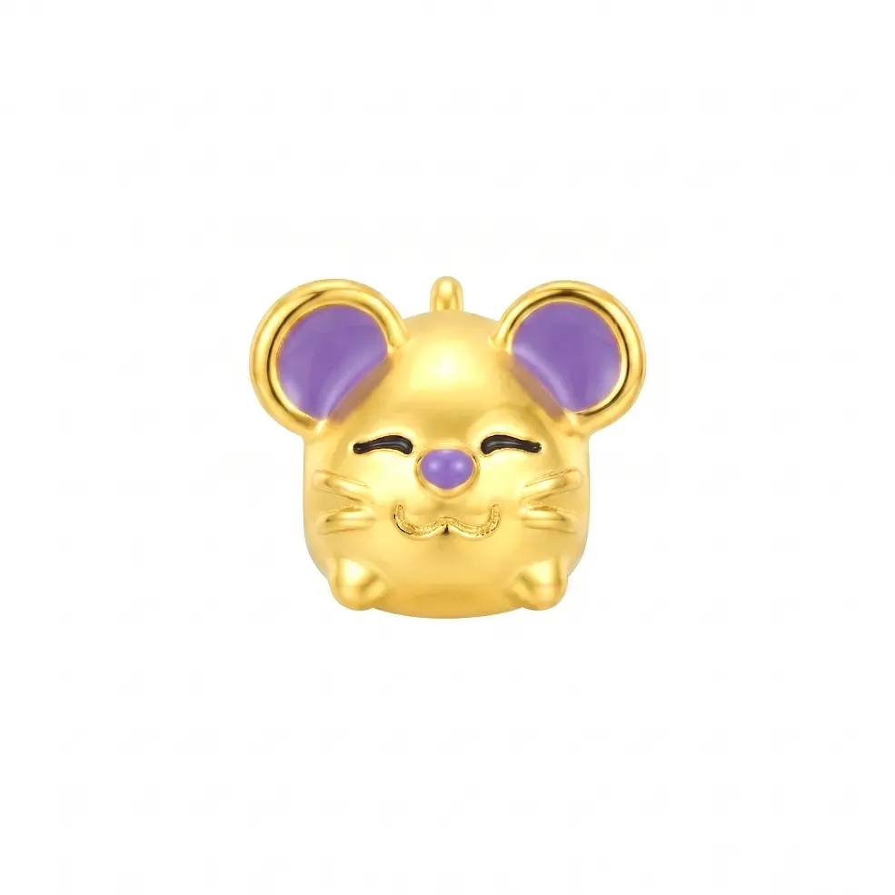 Charm Vàng 24K 12 Con Giáp Kim Tý Tai Tím ANCARAT