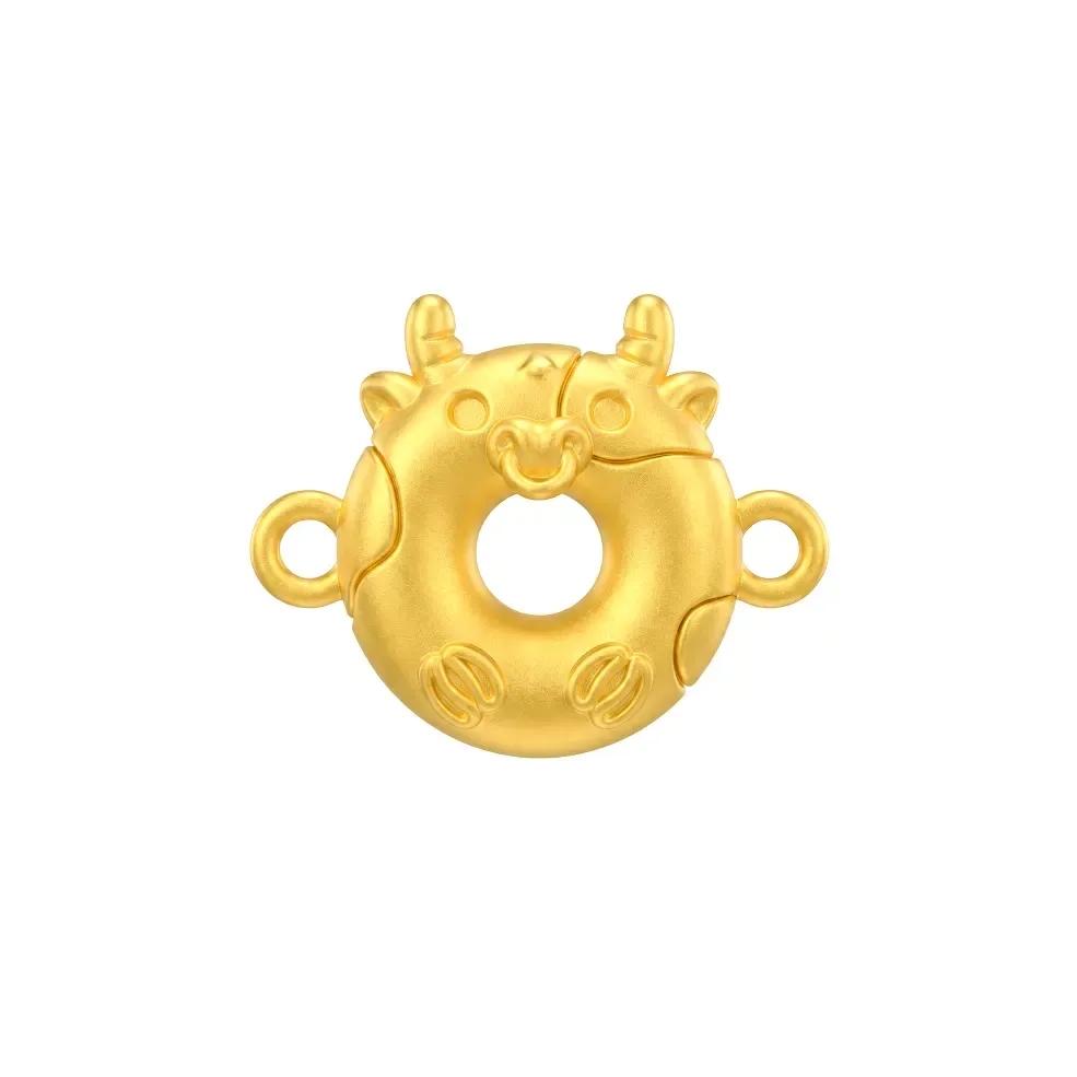 Charm Vàng 24K Hình Trâu Kim Sửu Vòng Tròn ANCARAT