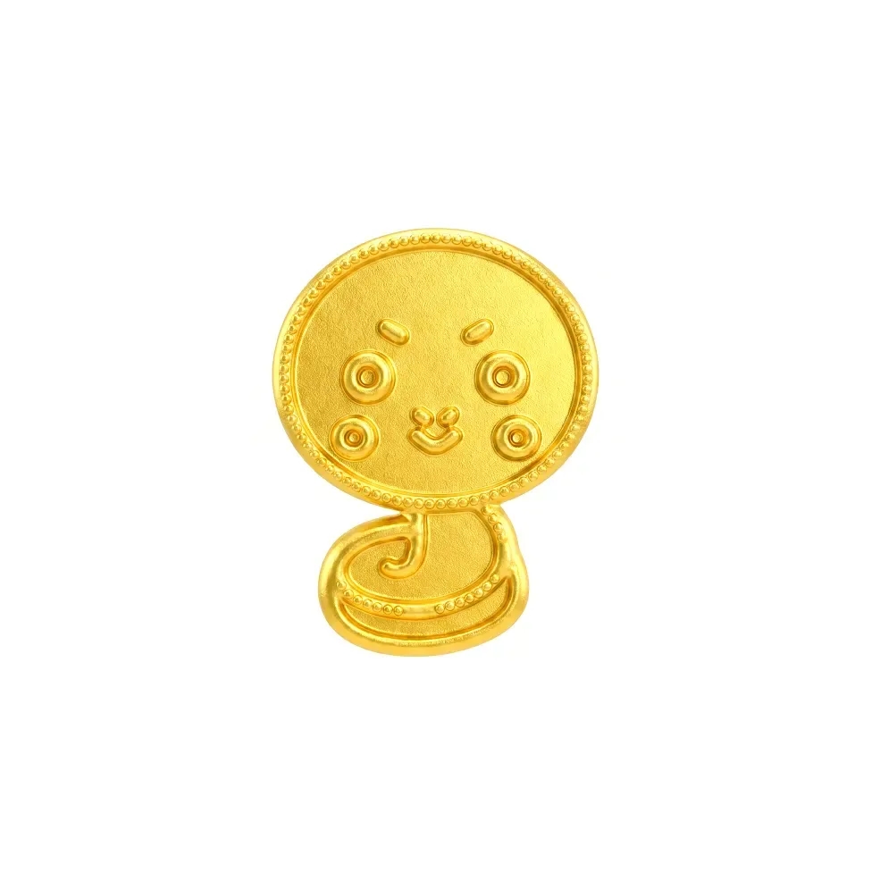 Charm Vàng 24K Kim Tỵ Viền Hạt Thân Cuộn ANCARAT