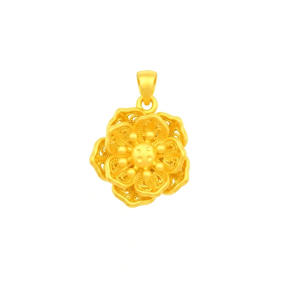 Mặt Dây Vàng 24K Hoa Mai Phú Quý Họa Tiết Nổi ANCARAT