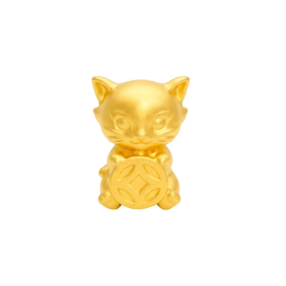 Charm Vàng 24K Hình Mèo Kim Mão Kim Tiền ANCARAT