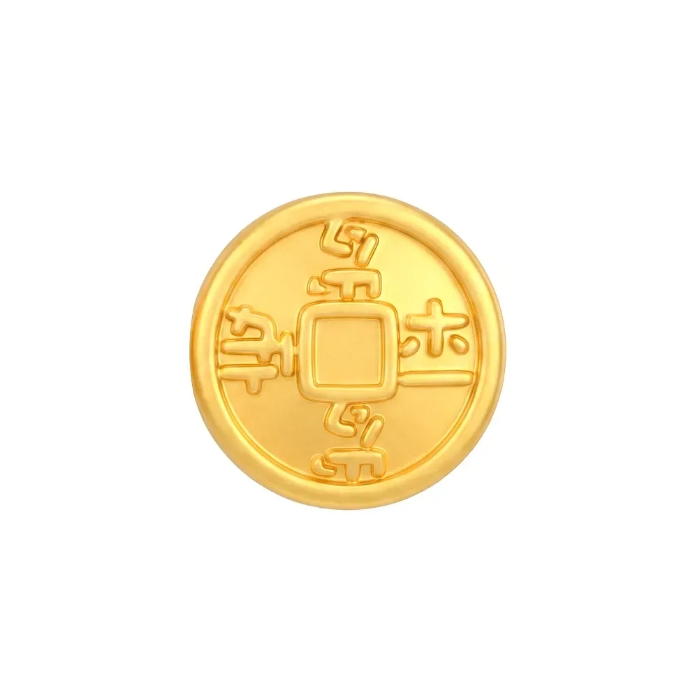 Charm Vàng 24K Đồng Xu Bánh Bao Họa Tiết Hình Học ANCARAT