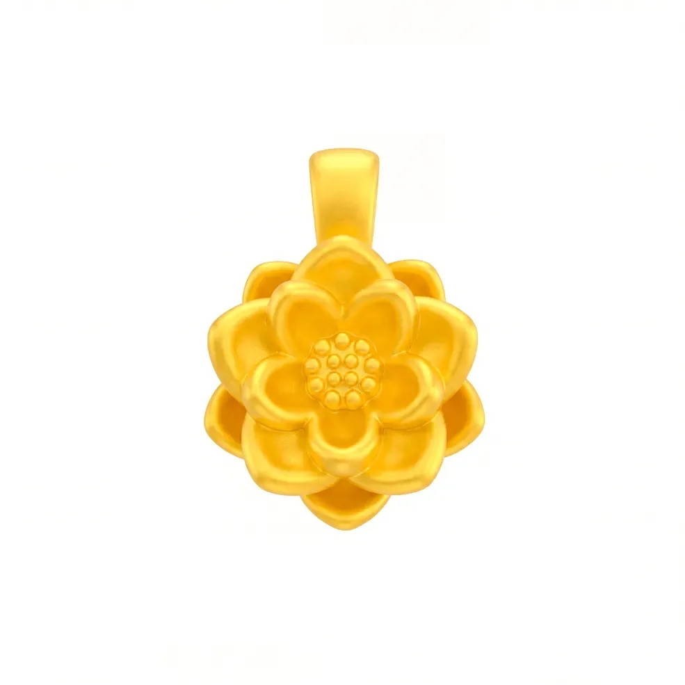 Mặt Dây Vàng 24K Hoa Sen Cánh Xếp ANCARAT