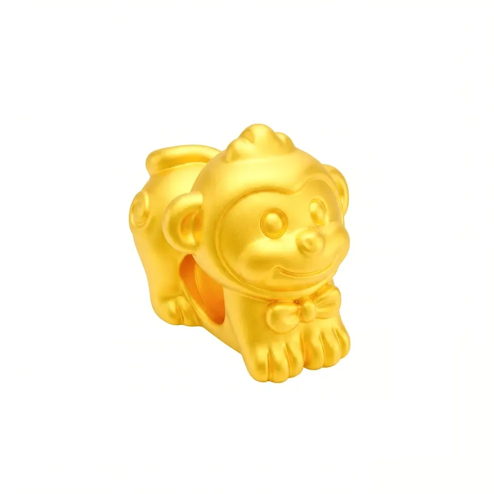 Charm Vàng 24K Tuổi Thân Hình Khỉ Đeo Nơ ANCARAT