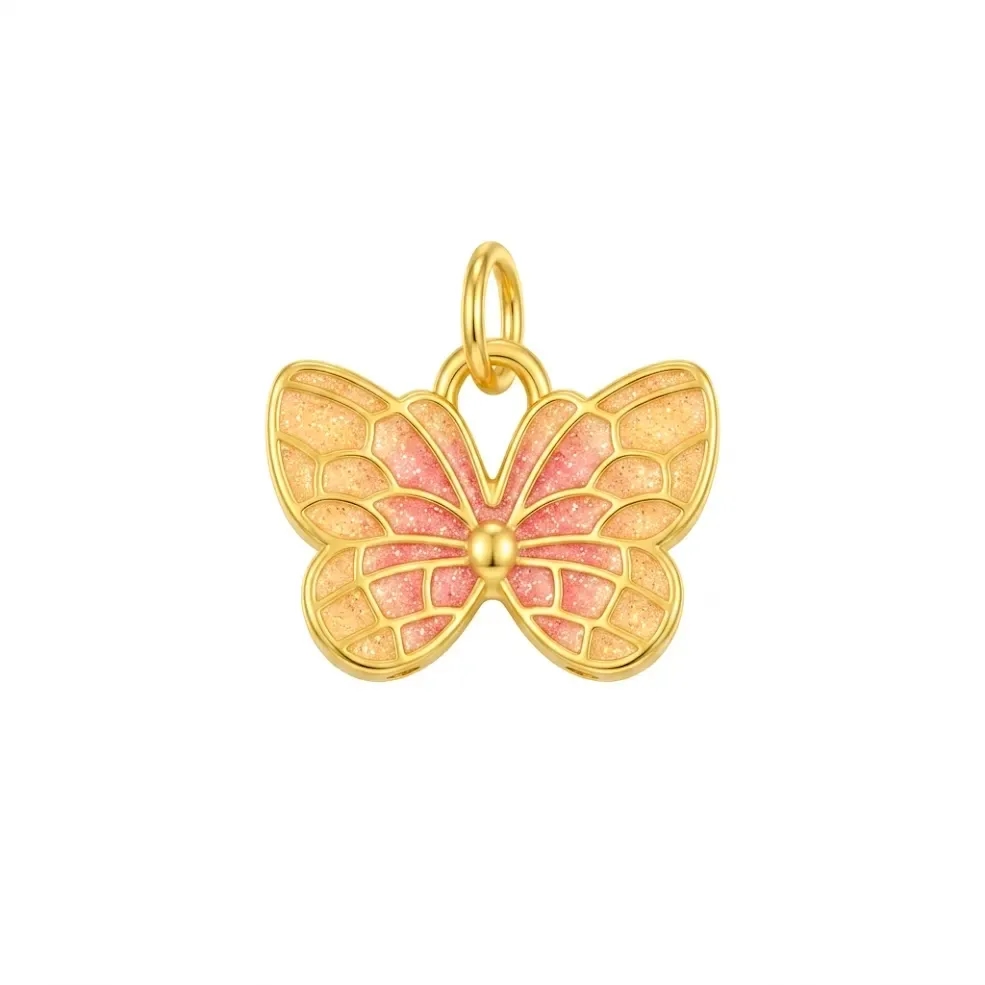 Mặt Dây Vàng 24K Hồ Điệp Cánh Hồng Đào ANCARAT
