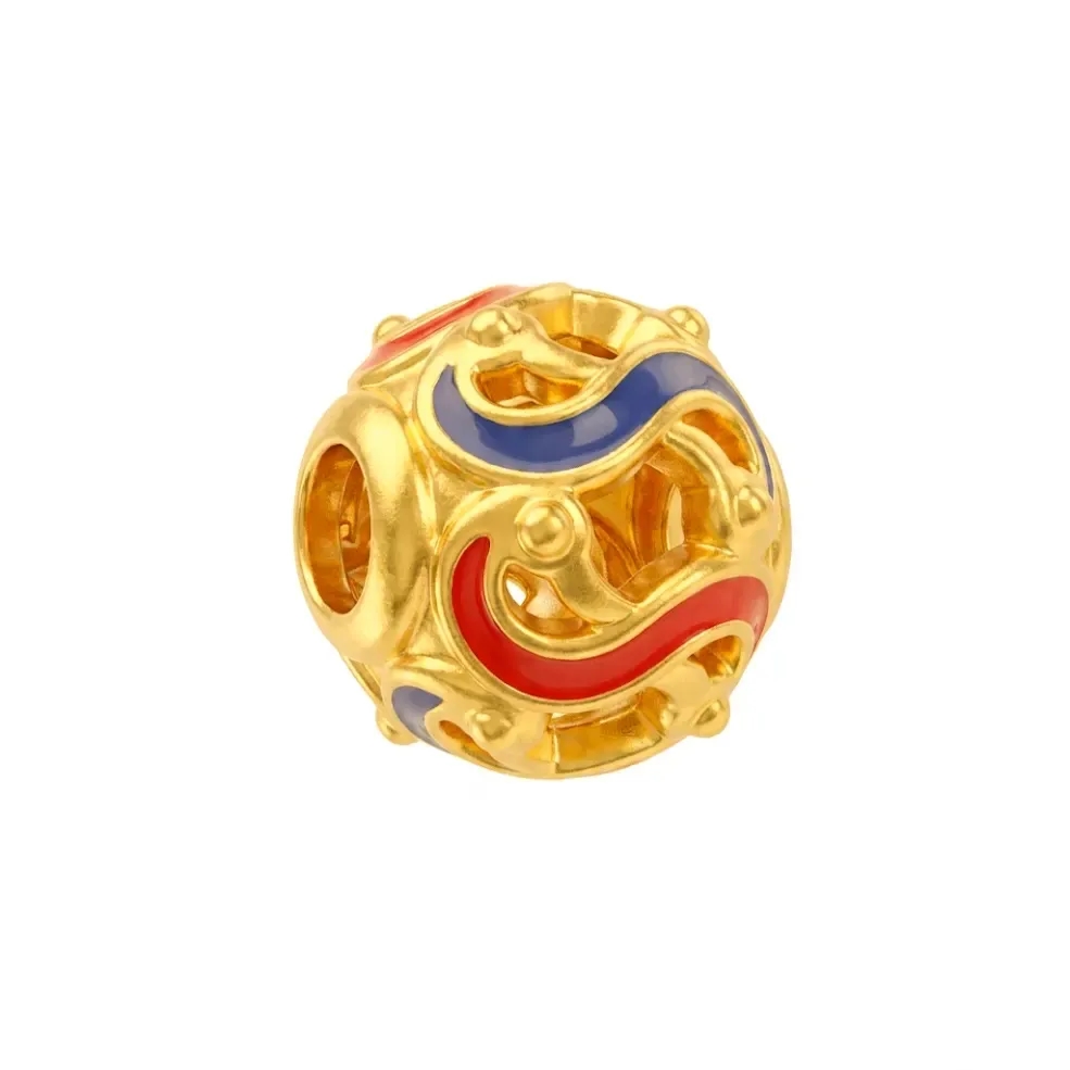 Charm Vàng 24K Hột Tròn Vân Sóng Sơn Màu 5D ANCARAT