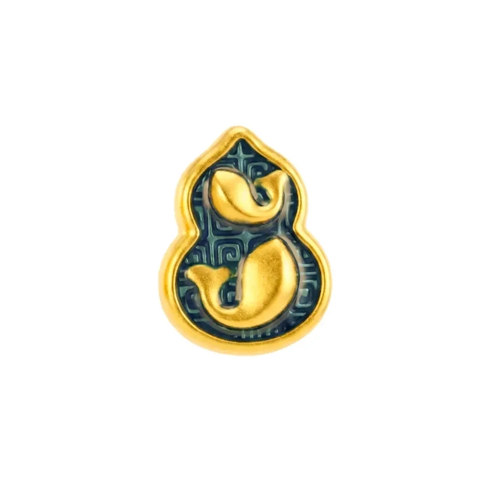 Charm Vàng 24K Hồ Lô Họa Tiết Nền Xanh ANCARAT