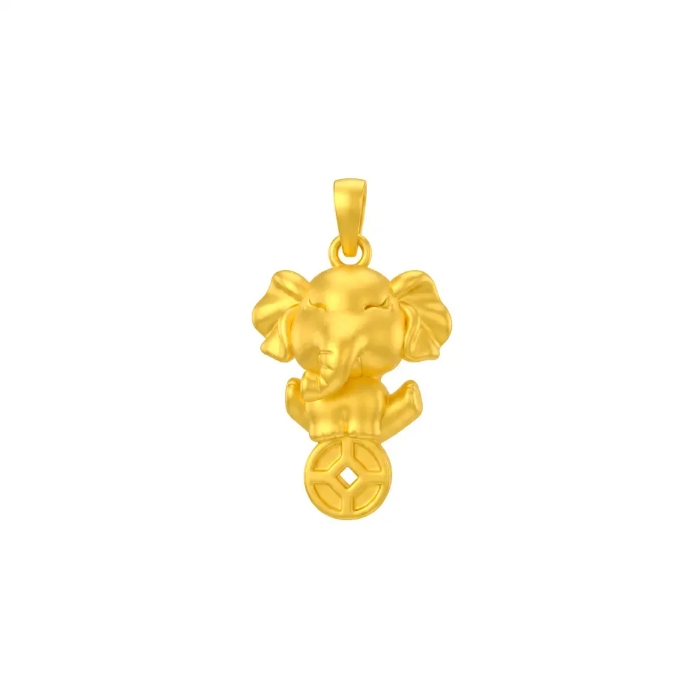 Mặt Dây Vàng 24K Voi Phát Tài Trên Đồng Tiền ANCARAT
