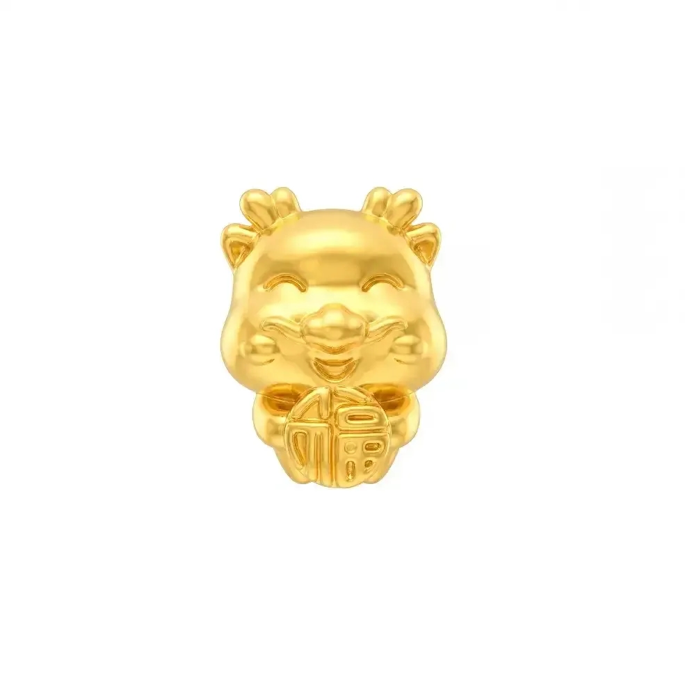 Charm Vàng 24K Hình Rồng Kim Thìn Chữ Phúc ANCARAT