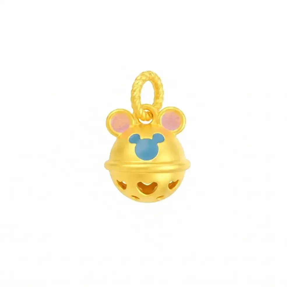Charm Rơi Vàng 24K Chuột Mickey Lục Lạc Sơn Màu 5D ANCARAT