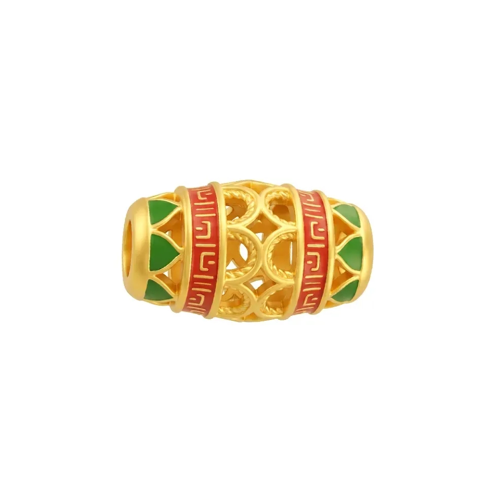 Charm Vàng 24K Trụ Hoa Sen Sơn Màu 5D ANCARAT