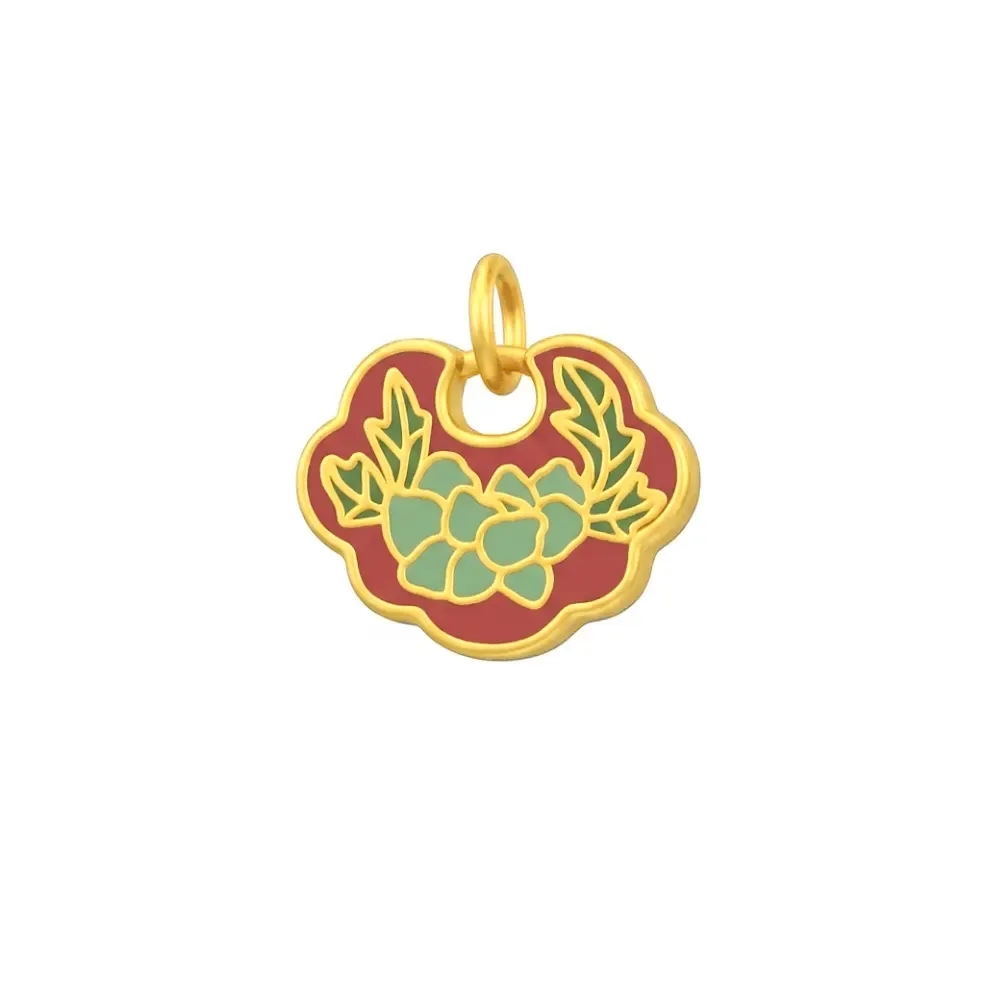 Mặt Dây Vàng 24K Khánh Hoa Lá Sơn Màu ANCARAT