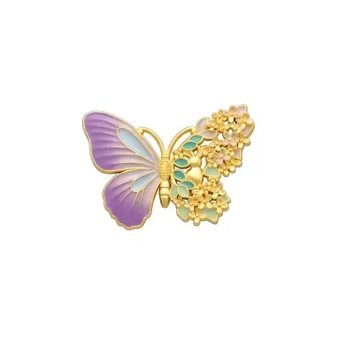 Mặt Dây Vàng 24K Hồ Điệp Cánh Tím Hoa Lá ANCARAT