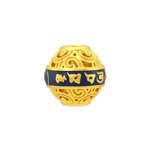 Charm Vàng 24K Hột Tròn Sơn Màu Xanh Đậm 5D ANCARAT