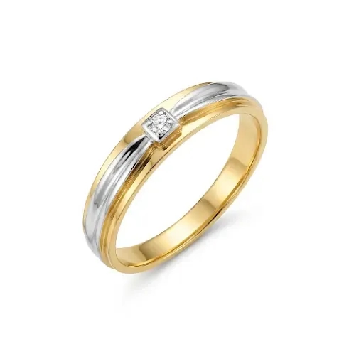 Nhẫn Cưới Hai Tông Màu Đính Đá Vuông Aurelia Duo ANCARAT