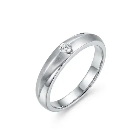 Nhẫn Cưới Kim Loại Trắng Đính Đá Đơn Lumière ANCARAT