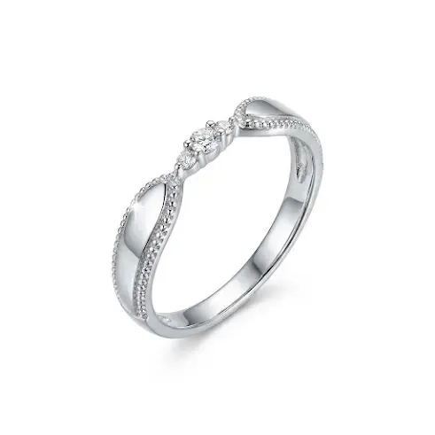 Nhẫn Cưới Kim Loại Trắng Đính Đá Giao Tuyến Élan ANCARAT