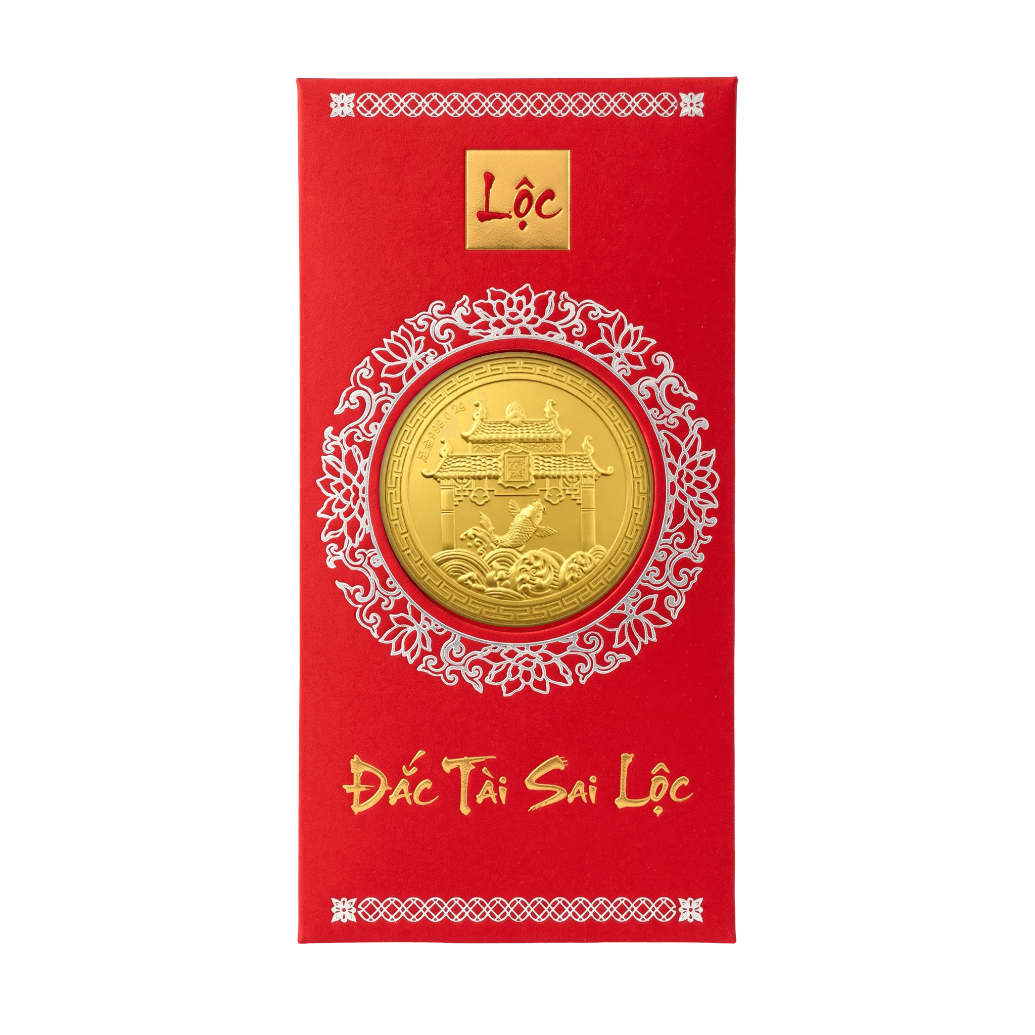 Bao Lì Xì Vàng 24K 9999 0.1g Cá Chép Vượt Vũ Môn