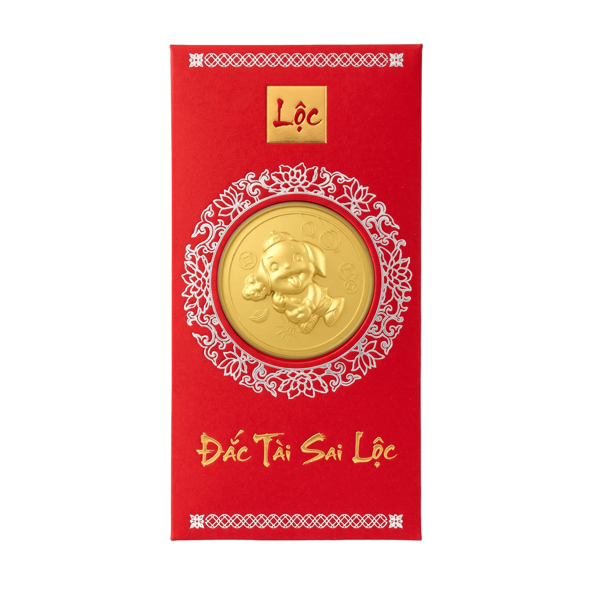 Bao Lì Xì Vàng 24K 9999 0.1g Kim Tuất Phát Tài
