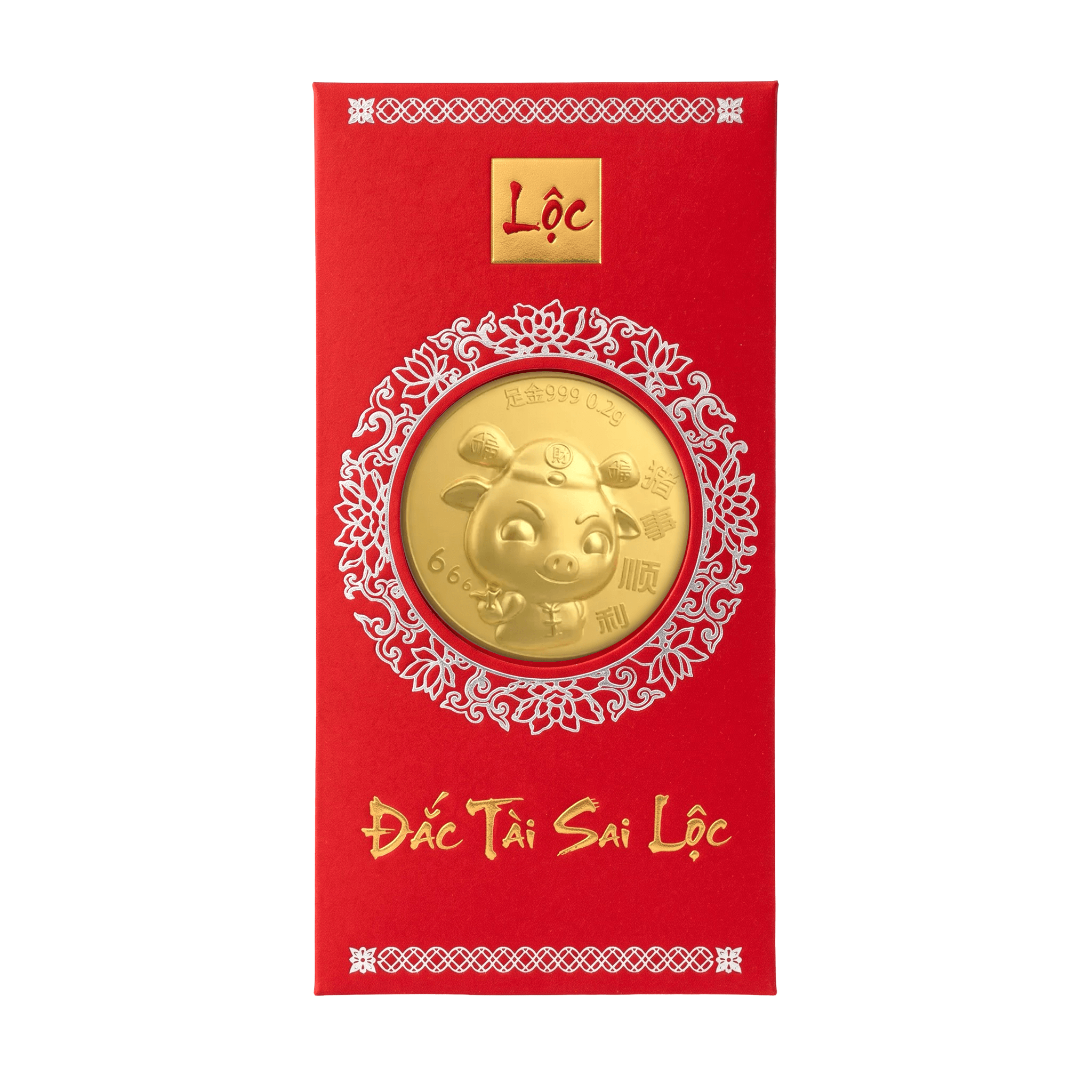 Bao Lì Xì Vàng 24K 9999 Kim Hợi Viên Mãn