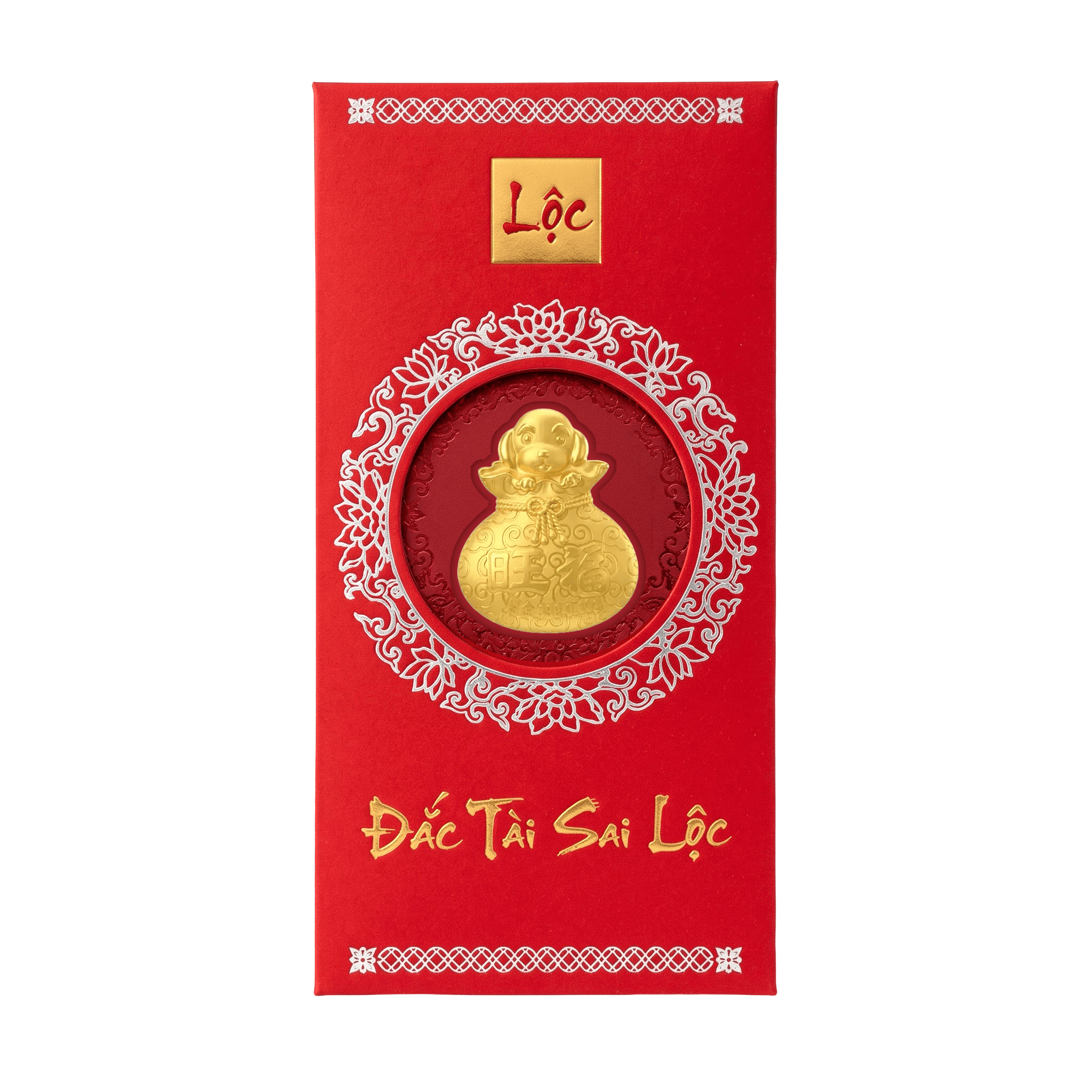 Bao Lì Xì Vàng 24K 9999 0.2g Kim Tuất Kim Khuyển