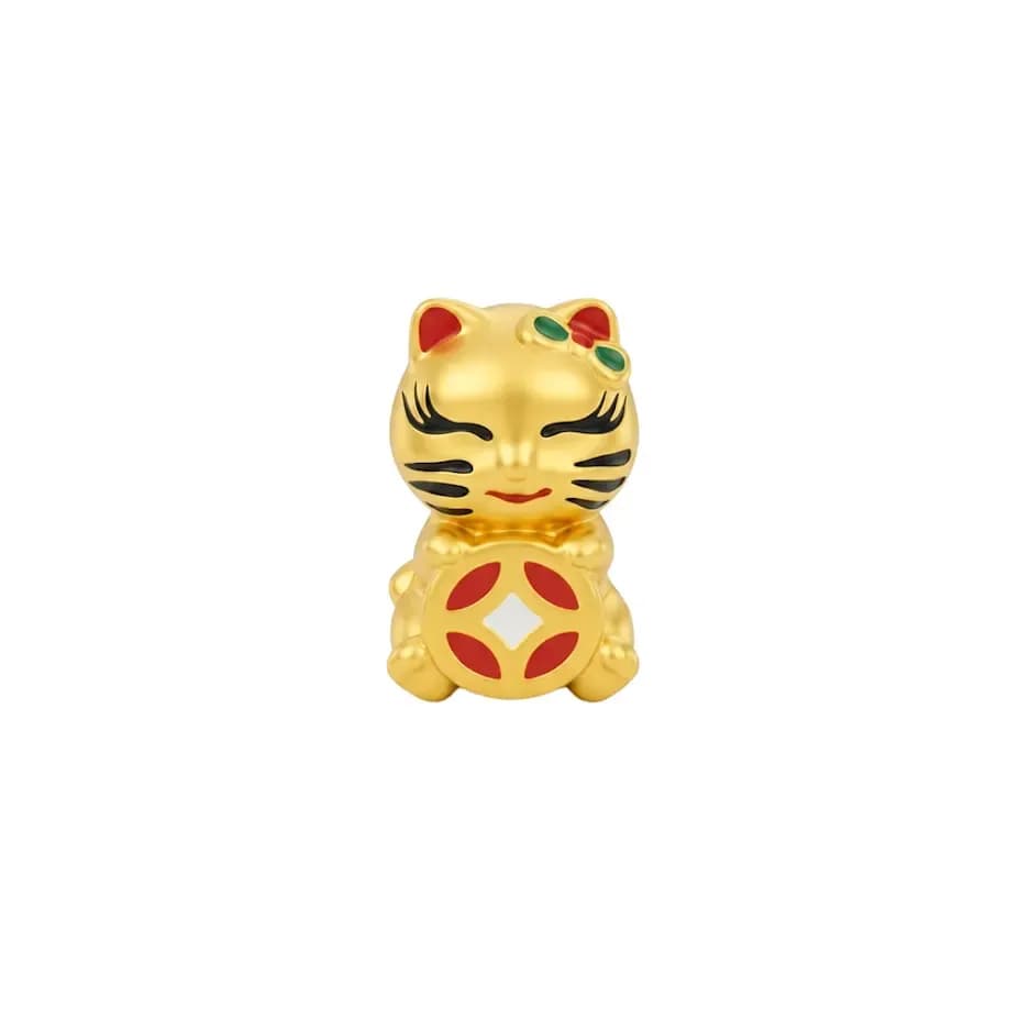Charm Vàng 24K Mèo Mắt Cười Kim Mão Kim Tiền ANCARAT