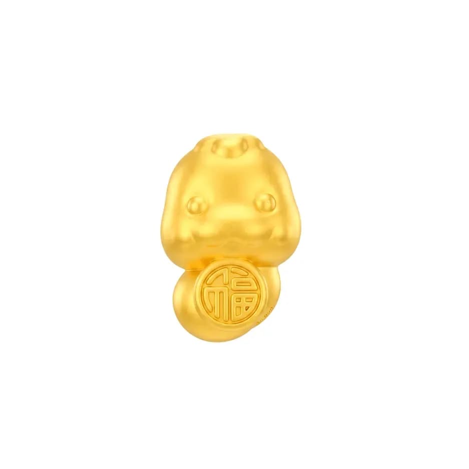 Charm Vàng 24K Hình Rắn Kim Tỵ Chữ Phúc MS12 ANCARAT