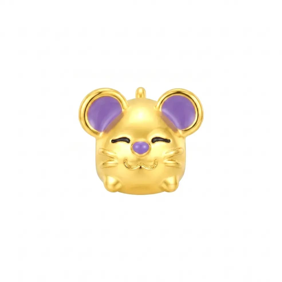 Charm Vàng 24K 12 Con Giáp Kim Tý Tai Tím ANCARAT