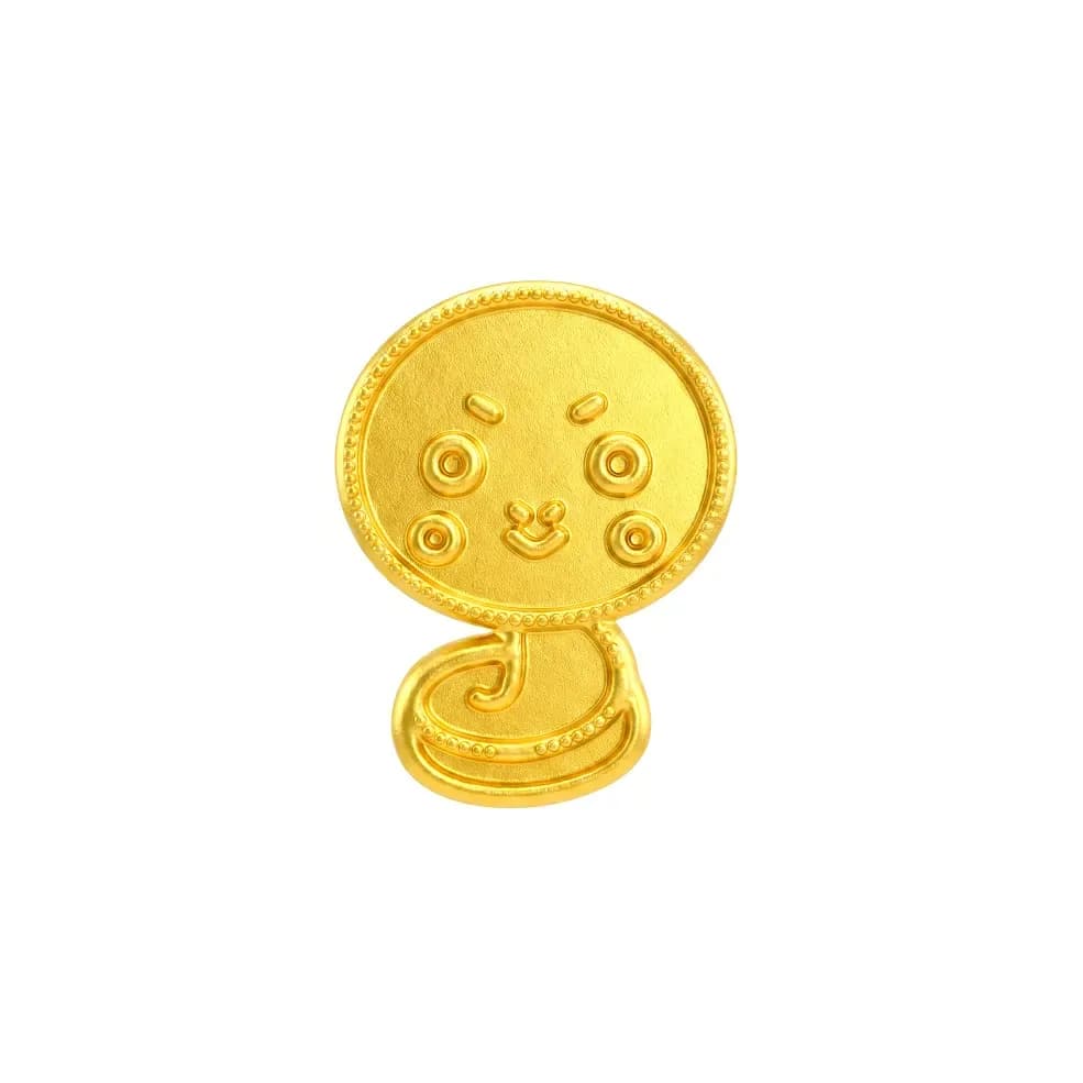 Charm Vàng 24K Kim Tỵ Viền Hạt Thân Cuộn ANCARAT