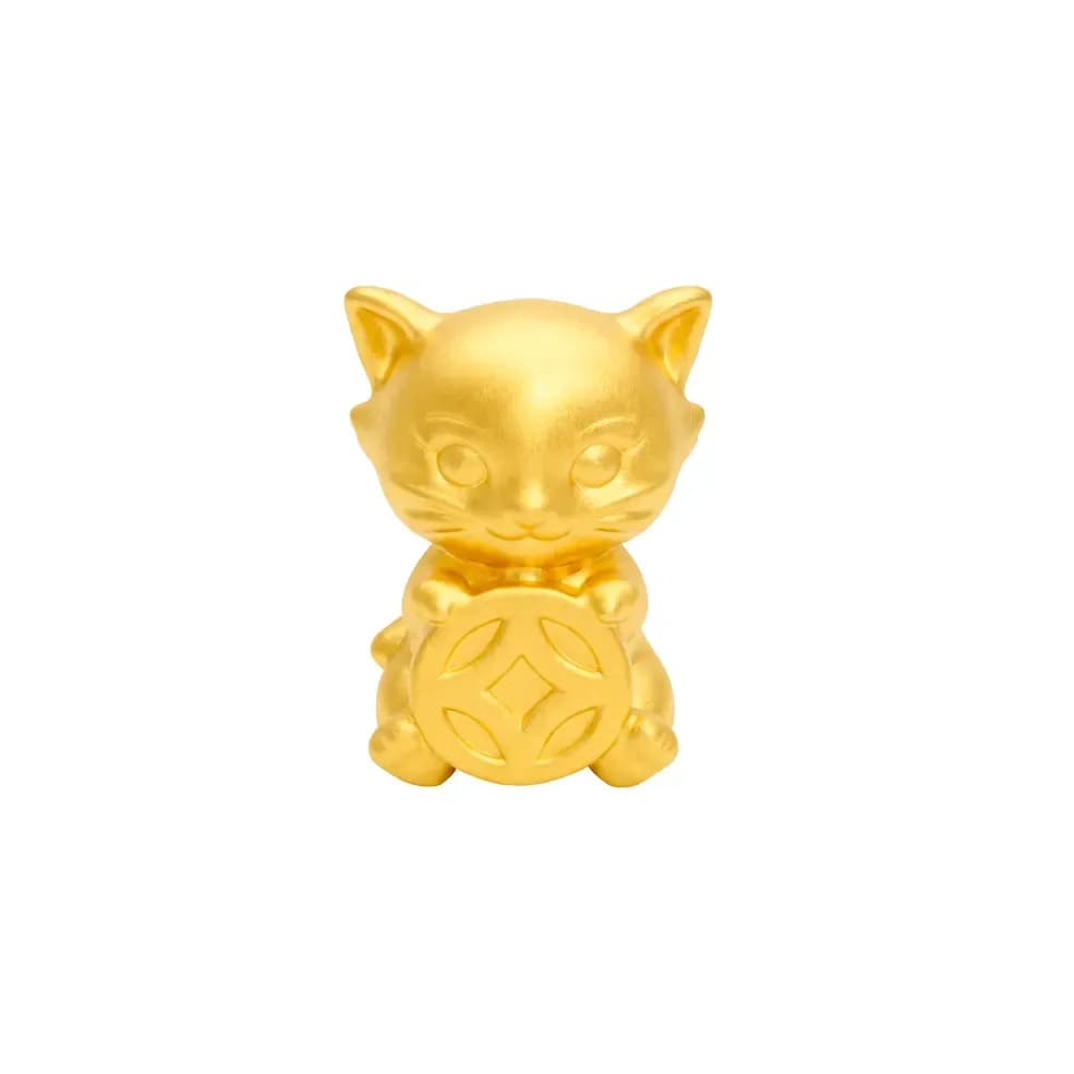 Charm Vàng 24K Hình Mèo Kim Mão Kim Tiền ANCARAT