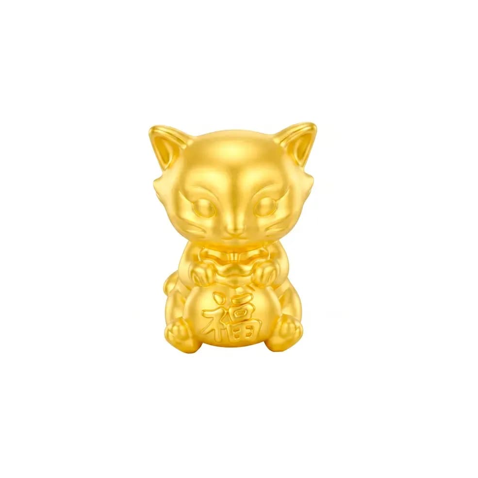 Charm Vàng 24K Hình Mèo Kim Mão Bao Tiền ANCARAT
