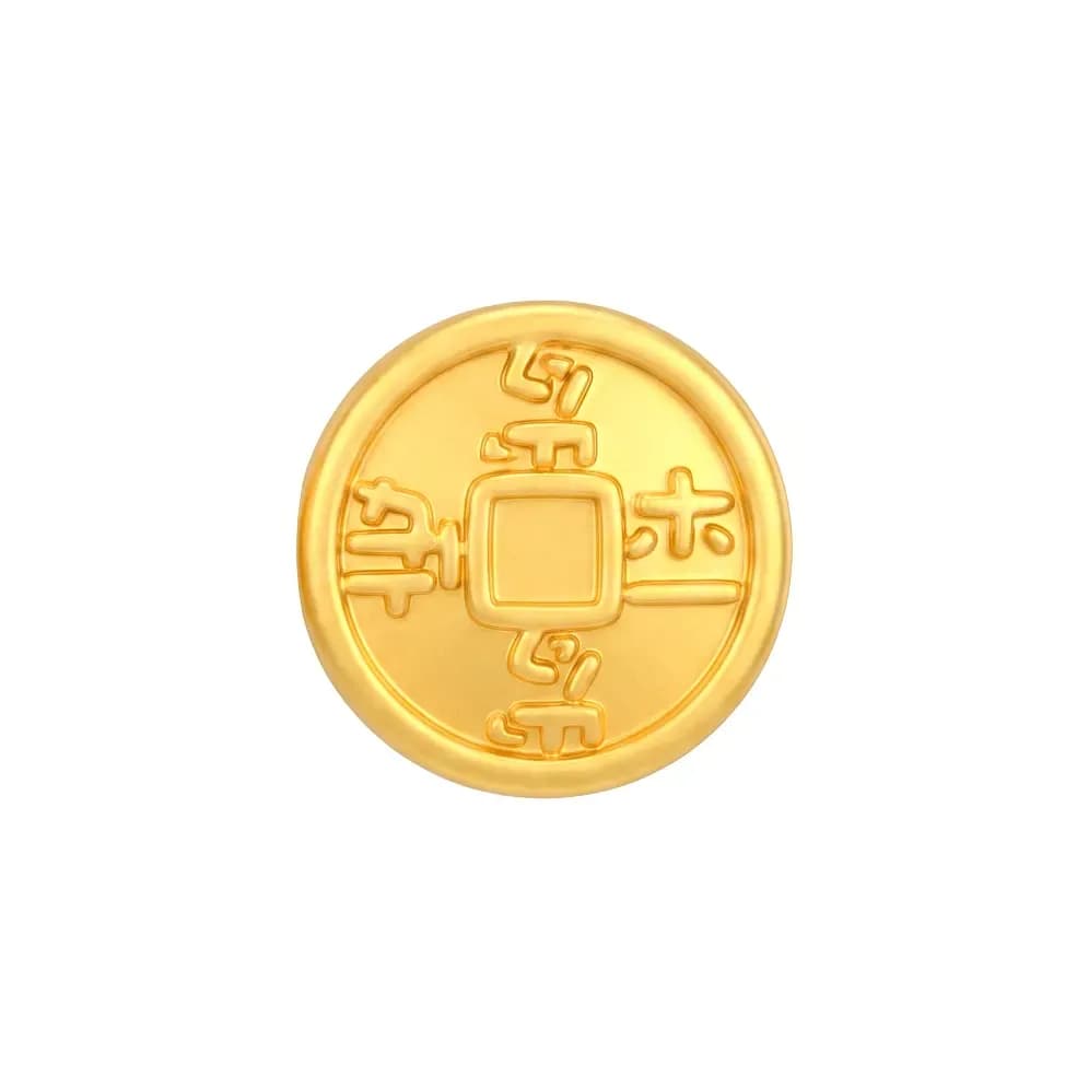 Charm Vàng 24K Đồng Xu Bánh Bao Họa Tiết Hình Học ANCARAT
