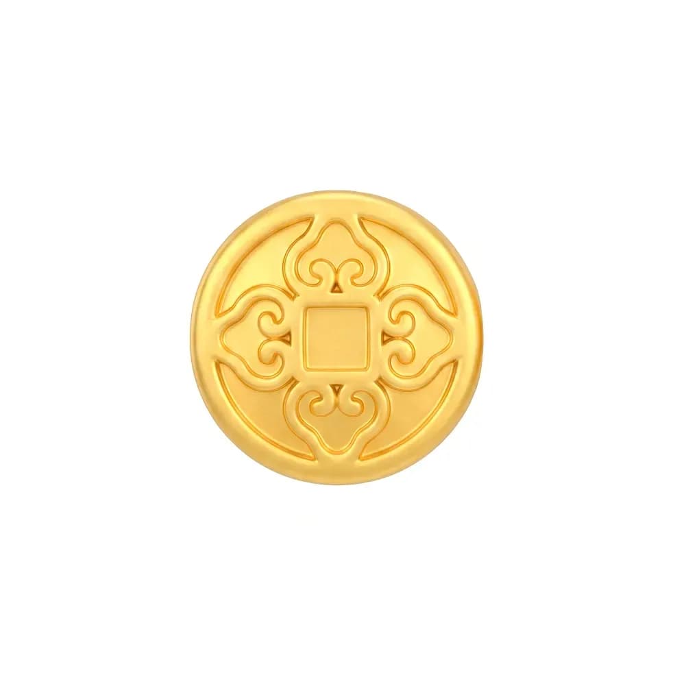 Charm Vàng 24K Đồng Xu Bánh Bao Họa Tiết Hình Học ANCARAT