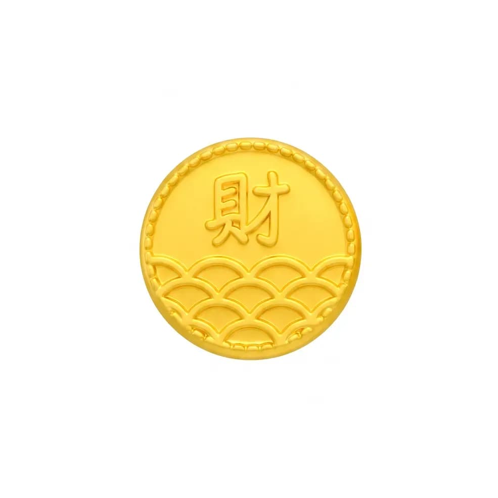 Charm Vàng 24K Hình Cá Vàng Chữ Tài Viền Hạt ANCARAT