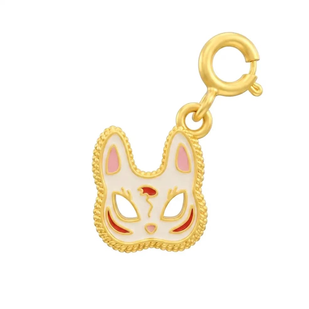 Móc Mặt Dây Charm rơi Vàng 18K Mặt Nạ Hồ Ly 5D