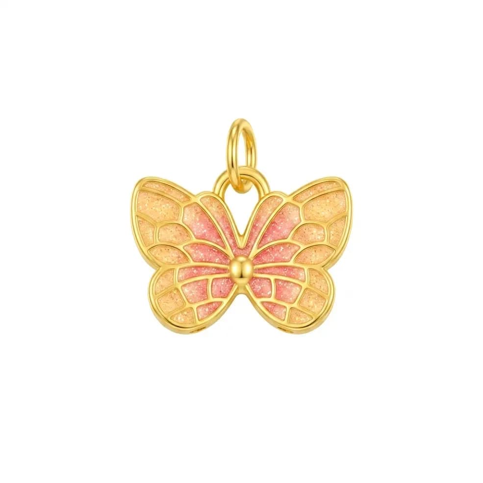 Mặt Dây Vàng 24K Hồ Điệp Cánh Hồng Đào ANCARAT