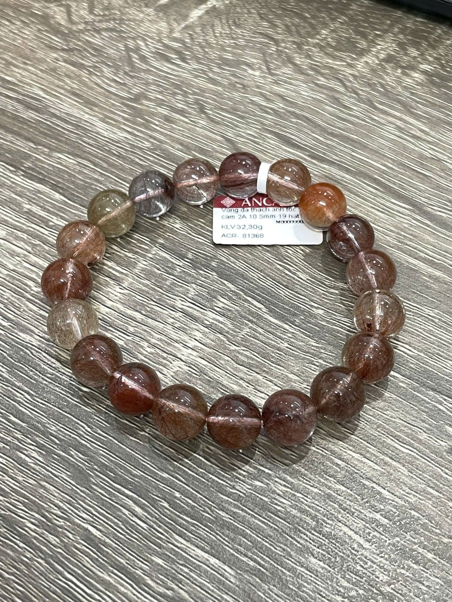 Vòng Đá Thạch Anh Tóc Nâu Cam 2A