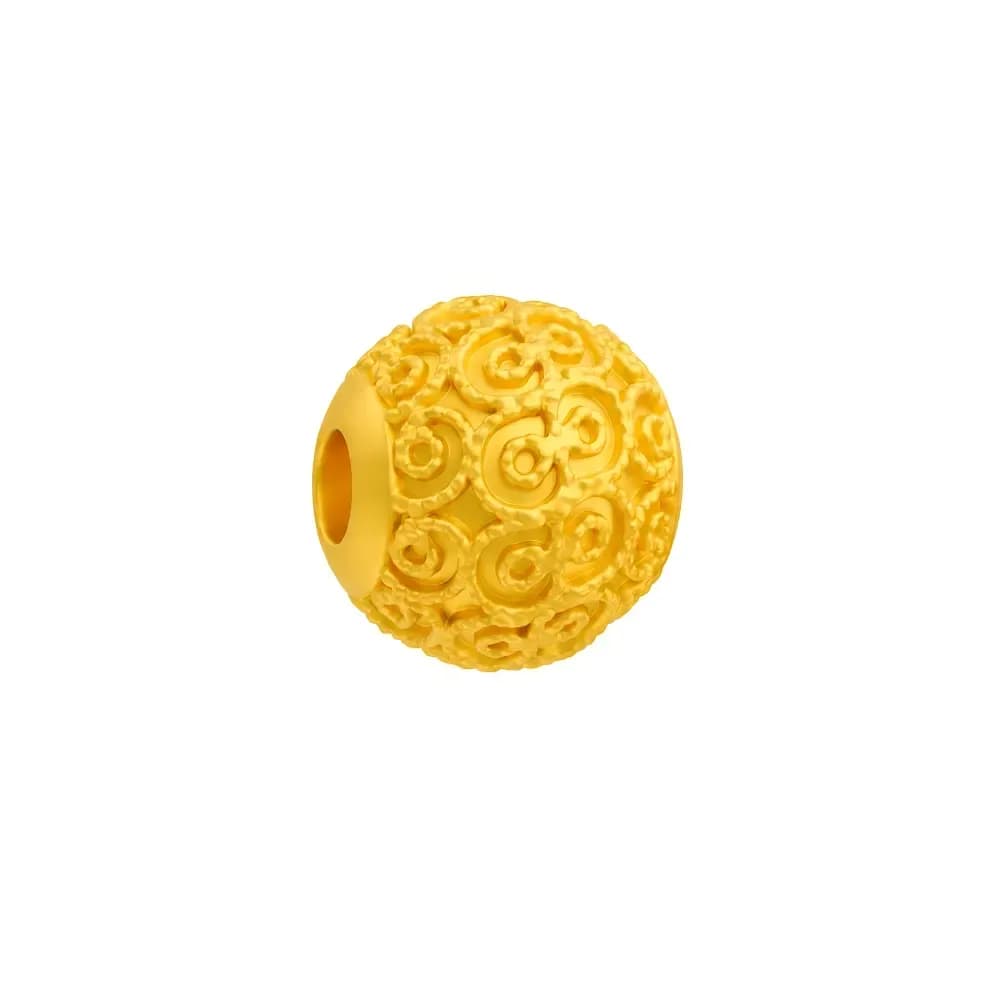 Charm Vàng 24K Hột Hoa Văn 6mm ANCARAT