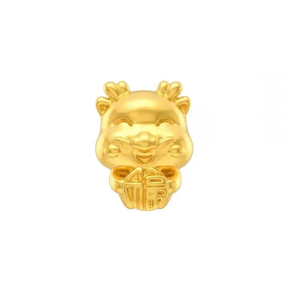 Charm Vàng 24K Hình Rồng Kim Thìn Chữ Phúc ANCARAT