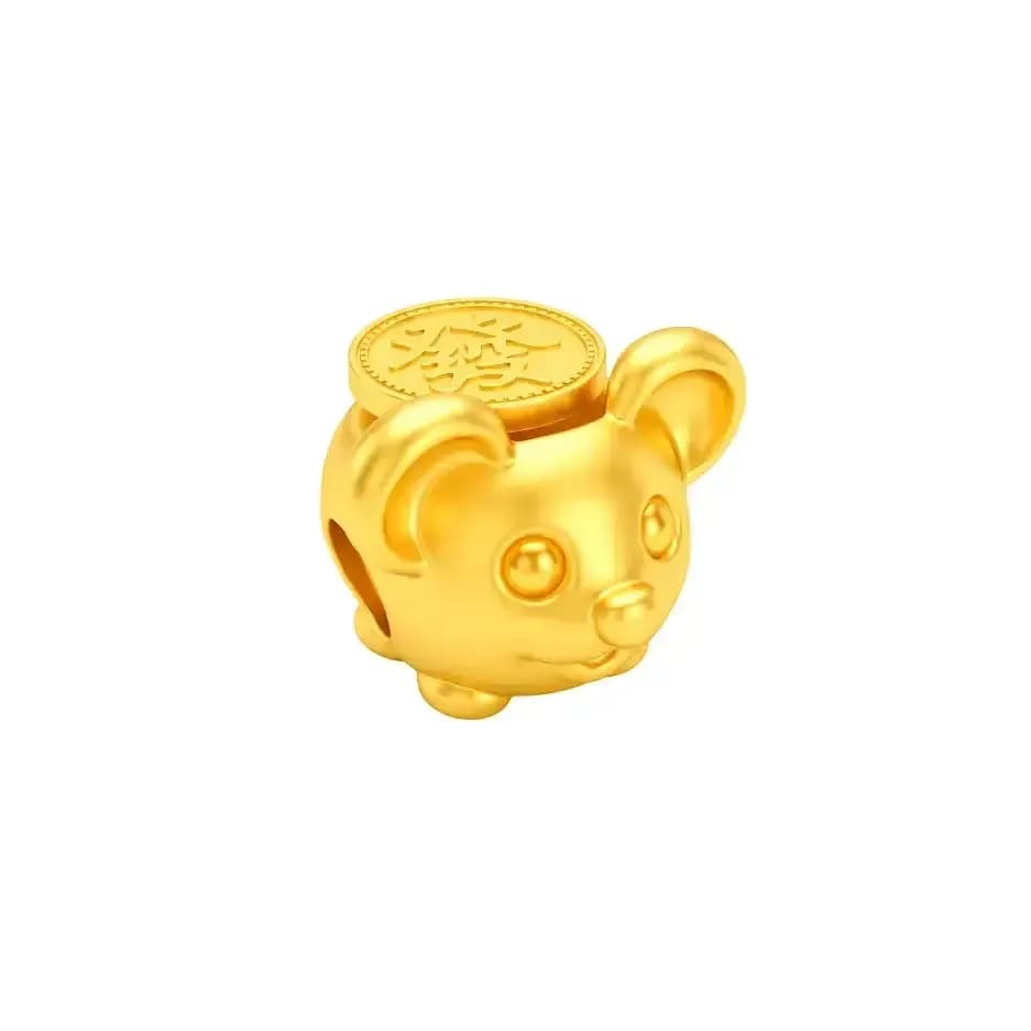 Charm Vàng 24K Hình Chuột Kim Tý Xoay CNC ANCARAT