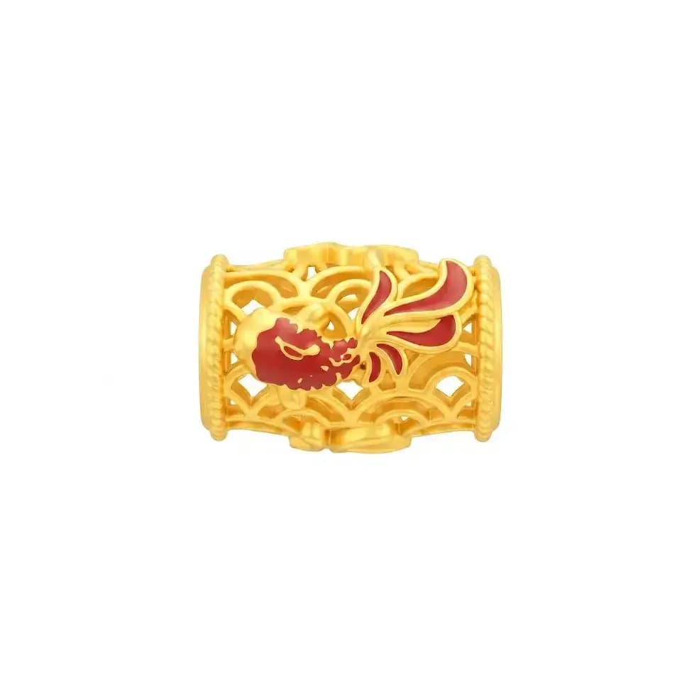 Charm Vàng 24K Trụ Cá Vàng Họa Tiết Đỏ ANCARAT