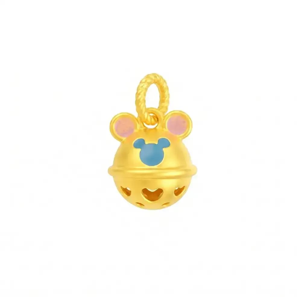 Charm Rơi Vàng 24K Chuột Mickey Lục Lạc Sơn Màu 5D ANCARAT