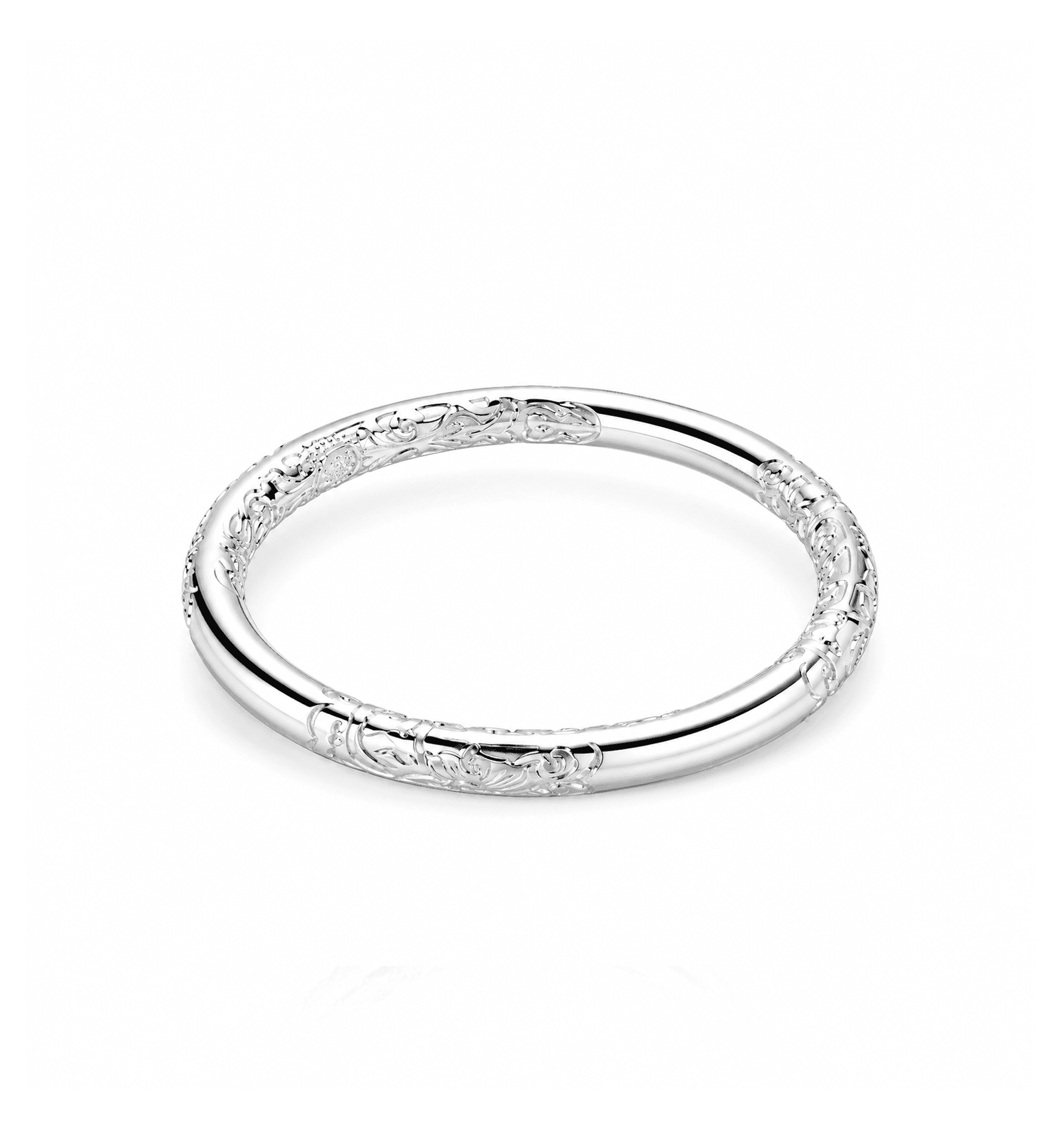 Lắc Tay Bạc 999 Kiềng Tròn Vân Hoa Viên Mãn ANCARAT