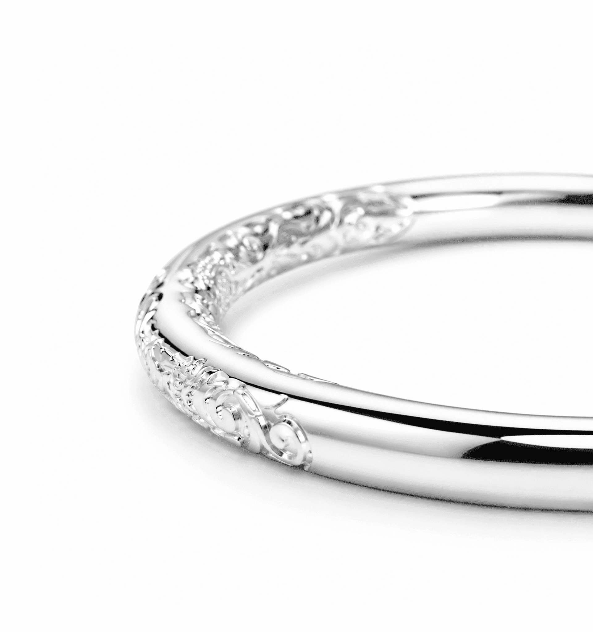 Lắc Tay Bạc 999 Kiềng Tròn Vân Hoa Viên Mãn ANCARAT