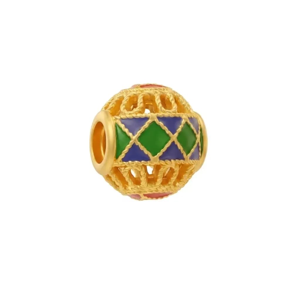 Charm Vàng 24K Hột Tròn Kim Tiền Sơn Màu 5D ANCARAT