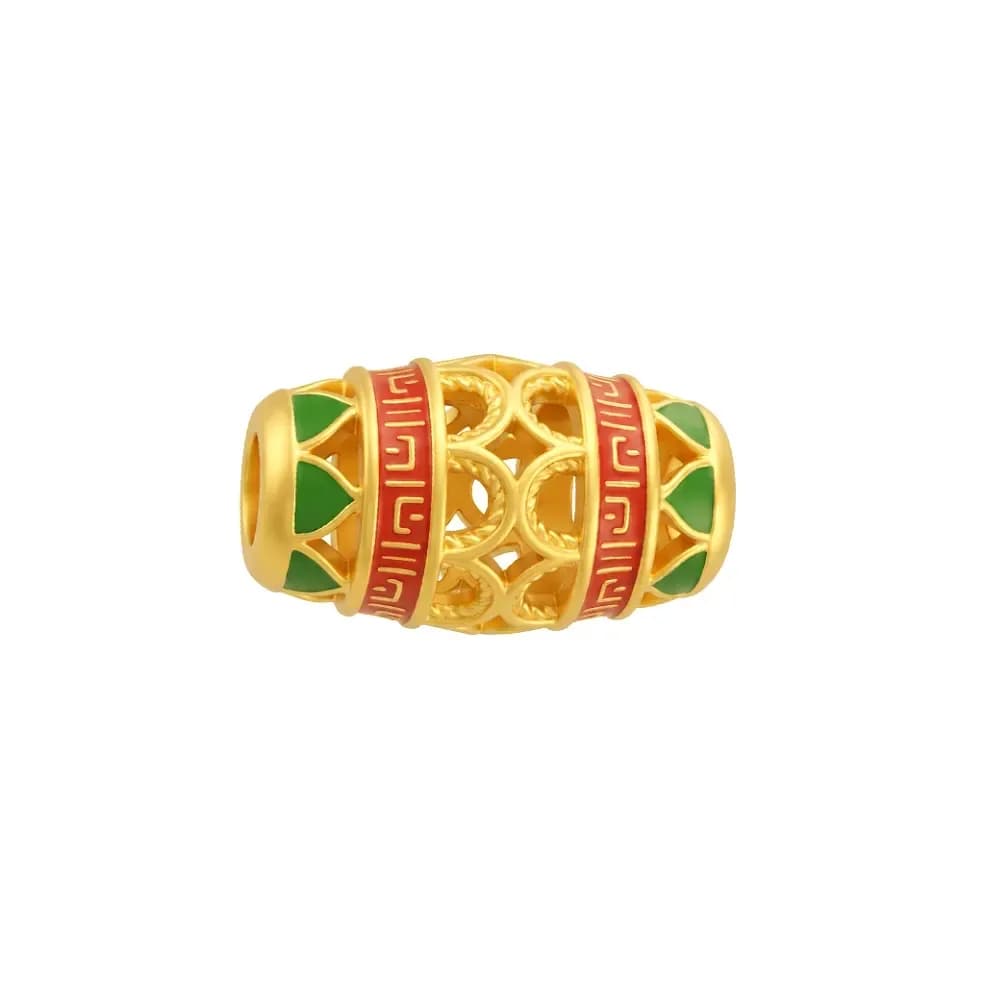 Charm Vàng 24K trụ hoa sen sơn màu 5D