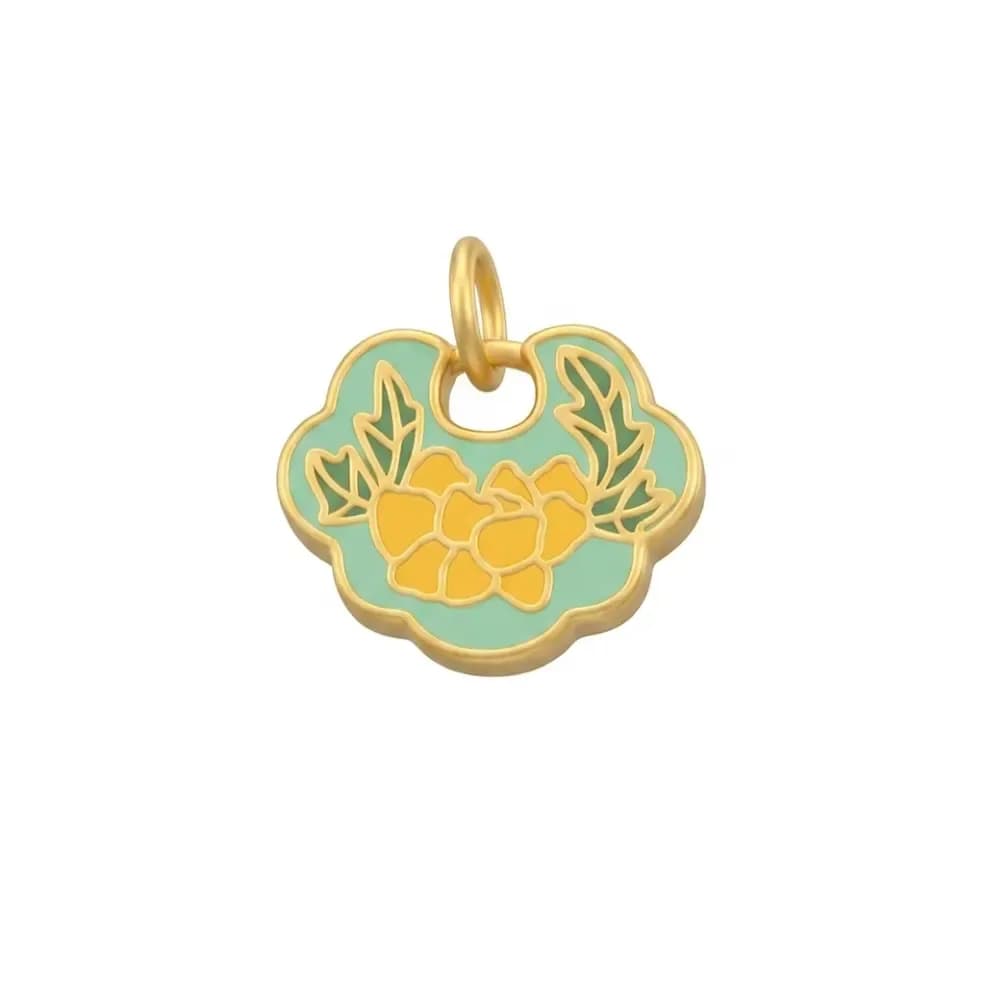 Mặt Dây Vàng 24K Khánh Hoa Lá Sơn Màu ANCARAT