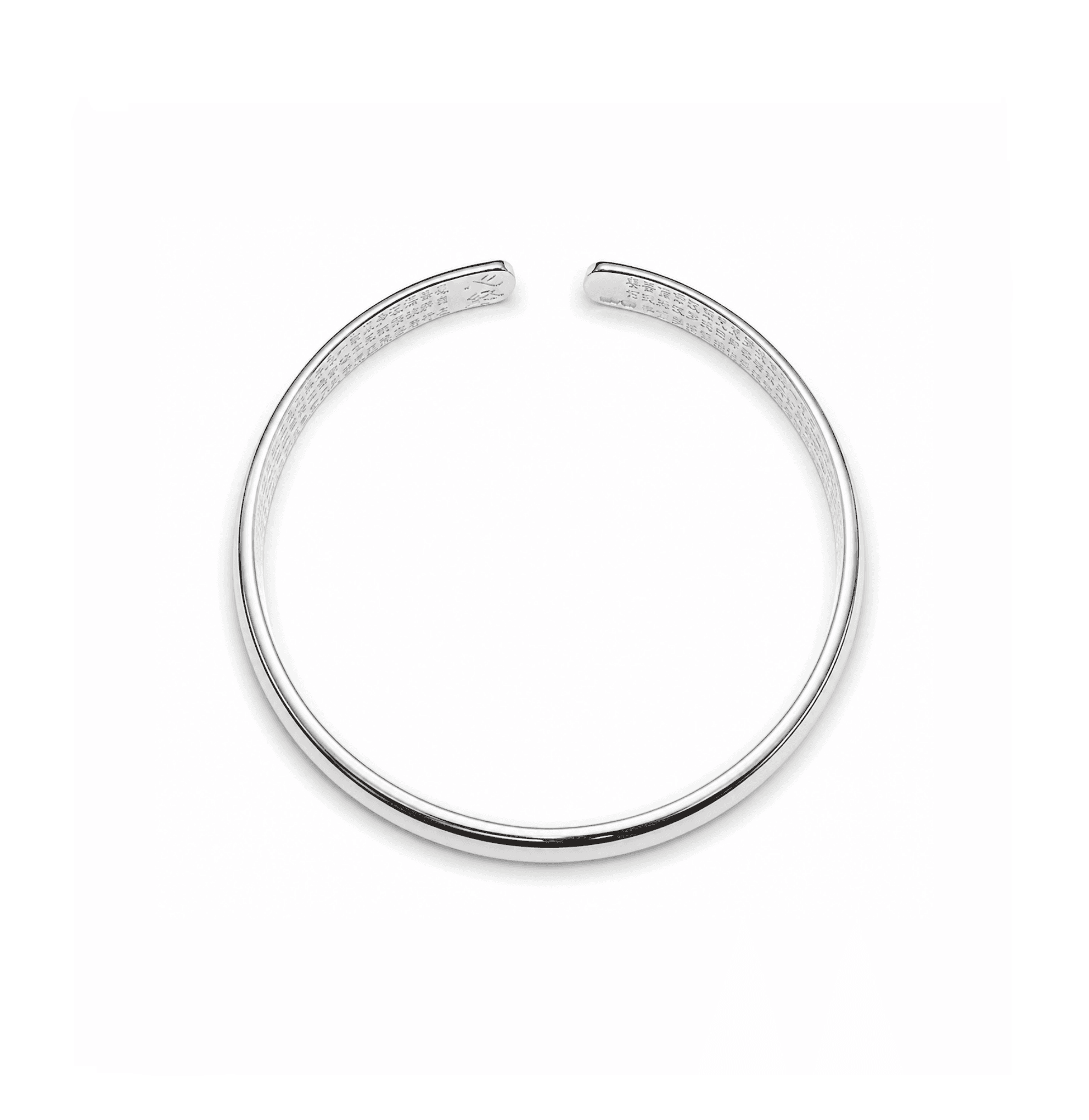 Vòng bạc Tâm Kinh .999 bản cong Open Cuff trơn bóng